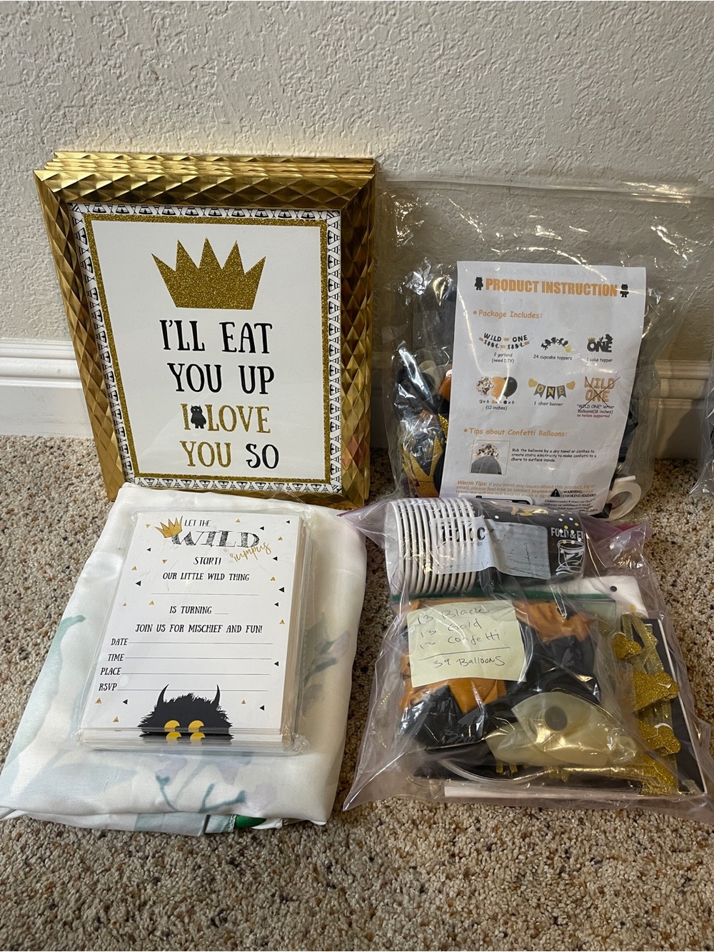 Gold and White 'Wild One' Kids Party Decor Kit